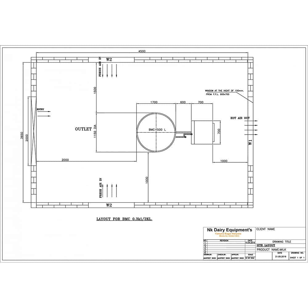 High-capacity dairy processing tank layout design for milk production equipment