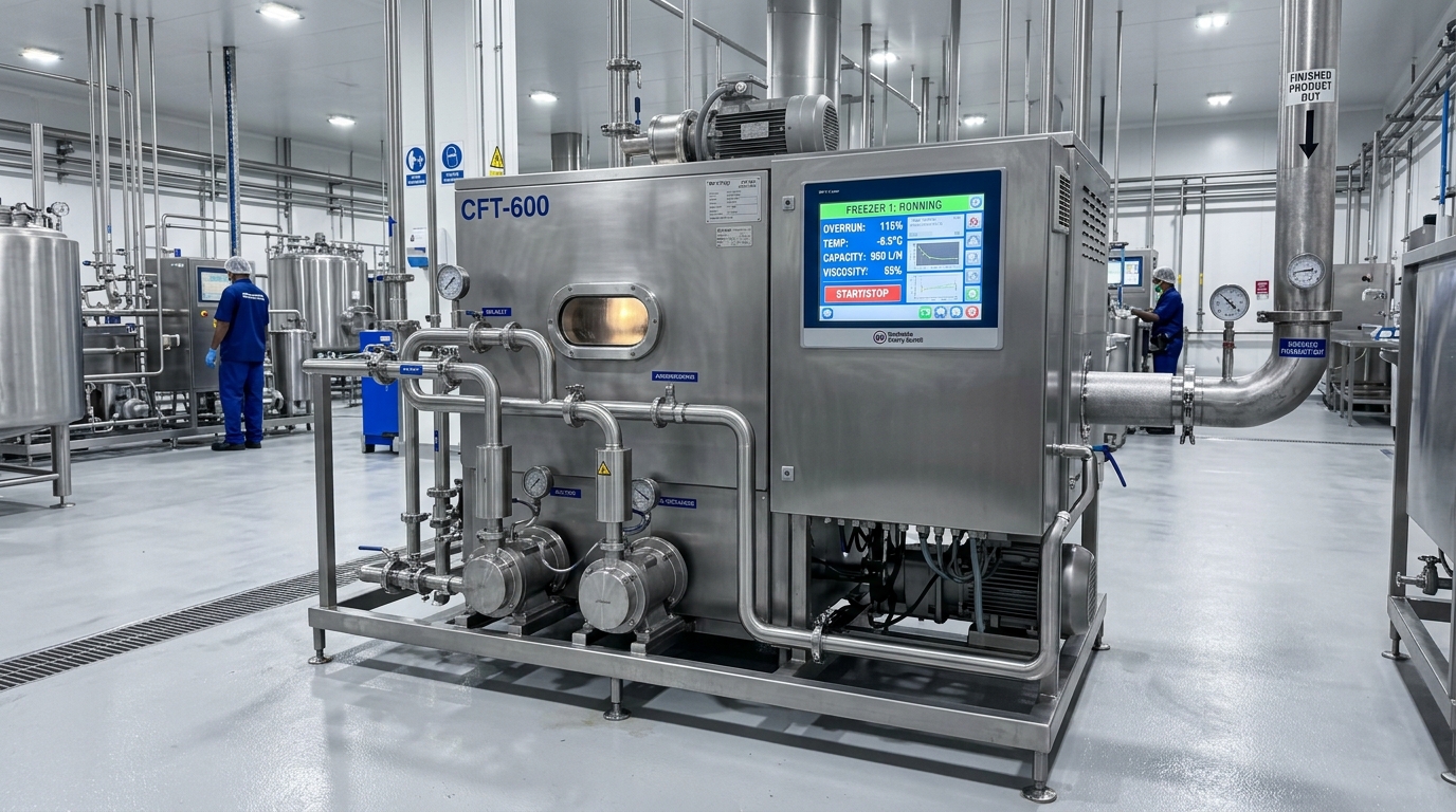 Industrial Continuous Ice Cream Freezer Skid with PLC Digital Control at NK Dairy Equipments
