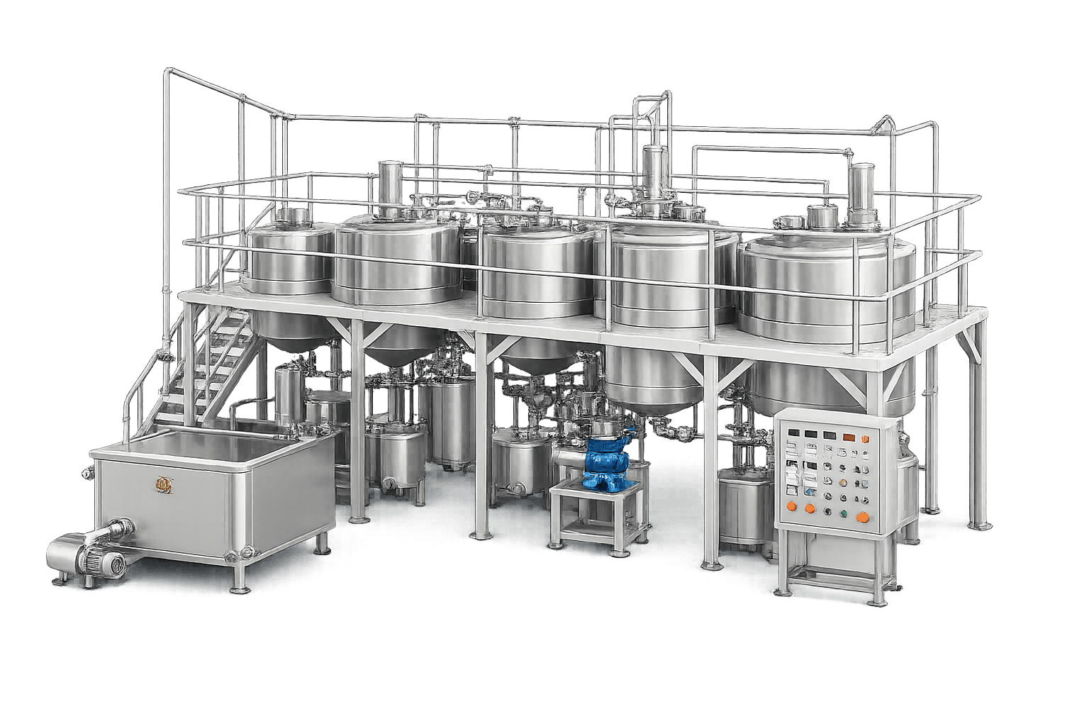 NK Dairy Pre-Assembled Processing Skid with Platform and Controls